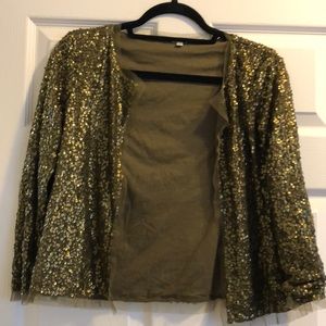 JCREW sequin olive cardigan